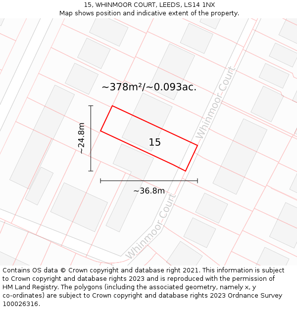 15, WHINMOOR COURT, LEEDS, LS14 1NX: Plot and title map