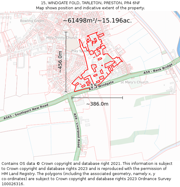 15, WINDGATE FOLD, TARLETON, PRESTON, PR4 6NF: Plot and title map