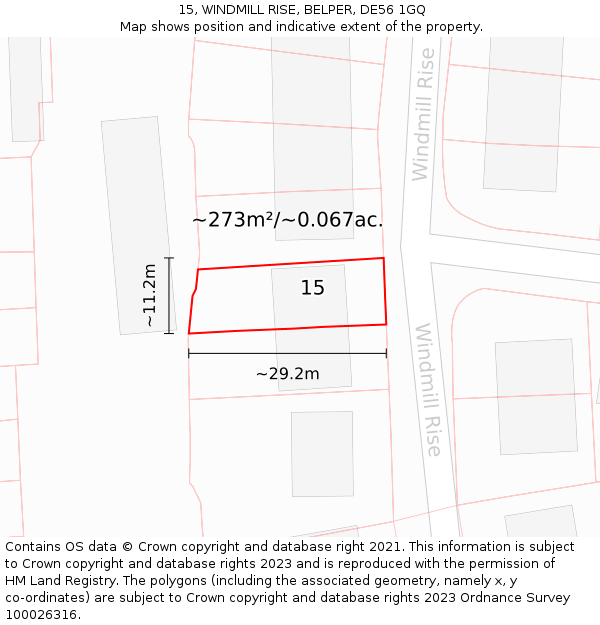 15, WINDMILL RISE, BELPER, DE56 1GQ: Plot and title map