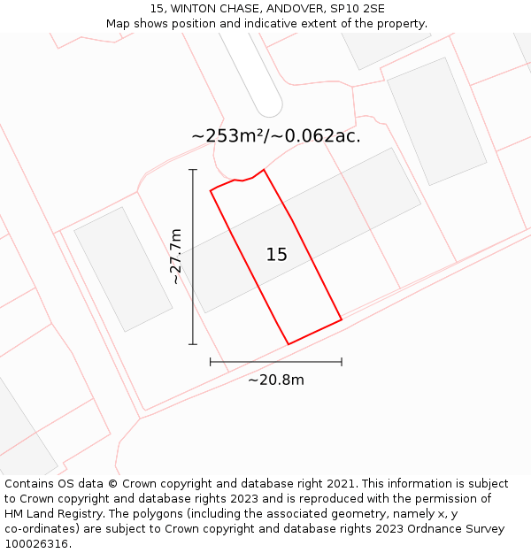 15, WINTON CHASE, ANDOVER, SP10 2SE: Plot and title map