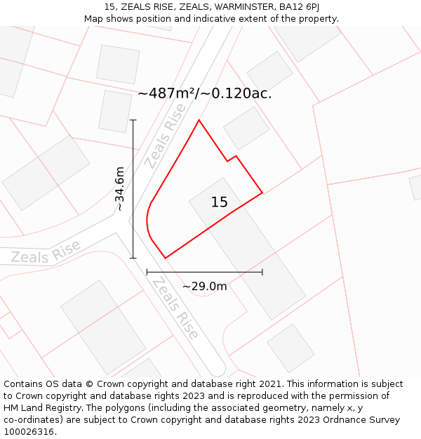 15, ZEALS RISE, ZEALS, WARMINSTER, BA12 6PJ: Plot and title map