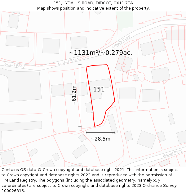 151, LYDALLS ROAD, DIDCOT, OX11 7EA: Plot and title map