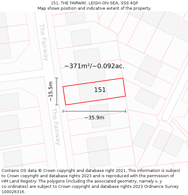 151, THE FAIRWAY, LEIGH-ON-SEA, SS9 4QP: Plot and title map