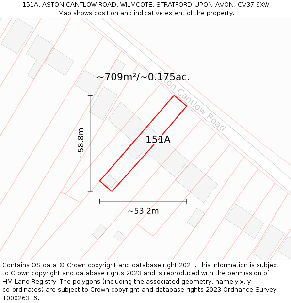 151A, ASTON CANTLOW ROAD, WILMCOTE, STRATFORD-UPON-AVON, CV37 9XW: Plot and title map
