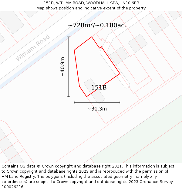 151B, WITHAM ROAD, WOODHALL SPA, LN10 6RB: Plot and title map