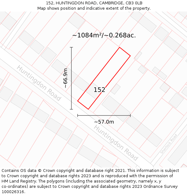 152, HUNTINGDON ROAD, CAMBRIDGE, CB3 0LB: Plot and title map