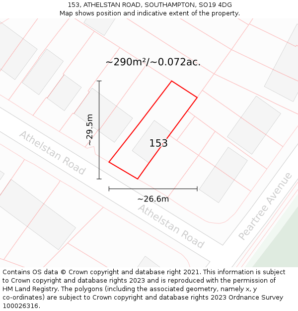 153, ATHELSTAN ROAD, SOUTHAMPTON, SO19 4DG: Plot and title map