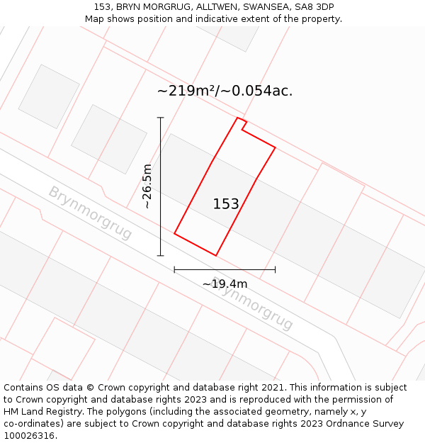 153, BRYN MORGRUG, ALLTWEN, SWANSEA, SA8 3DP: Plot and title map