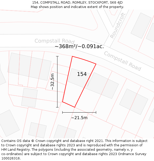 154, COMPSTALL ROAD, ROMILEY, STOCKPORT, SK6 4JD: Plot and title map