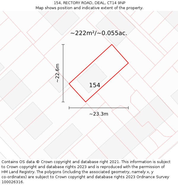 154, RECTORY ROAD, DEAL, CT14 9NP: Plot and title map