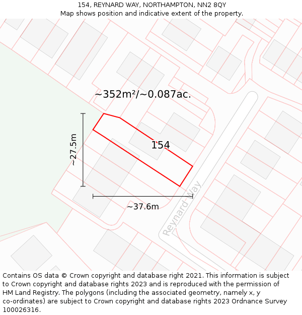 154, REYNARD WAY, NORTHAMPTON, NN2 8QY: Plot and title map