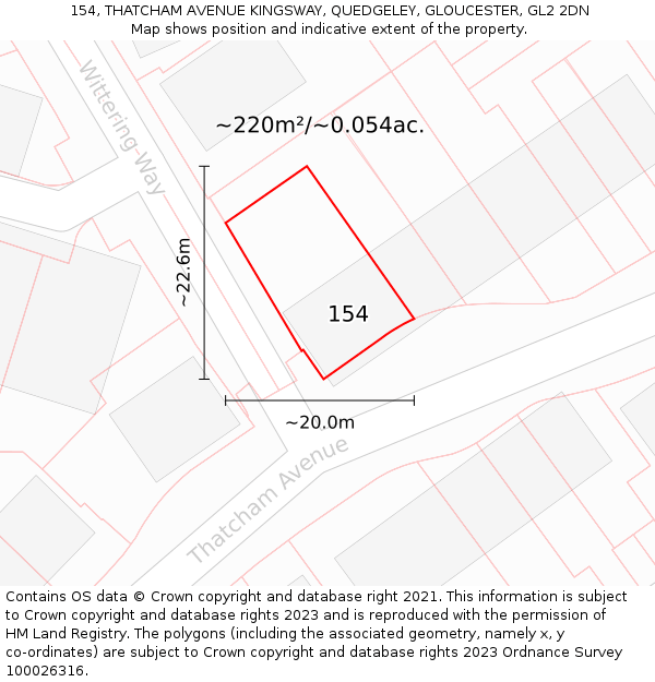 154, THATCHAM AVENUE KINGSWAY, QUEDGELEY, GLOUCESTER, GL2 2DN: Plot and title map