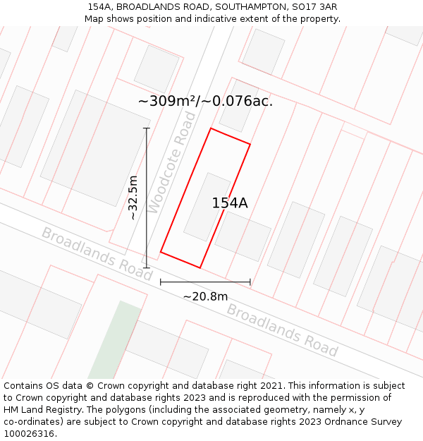 154A, BROADLANDS ROAD, SOUTHAMPTON, SO17 3AR: Plot and title map