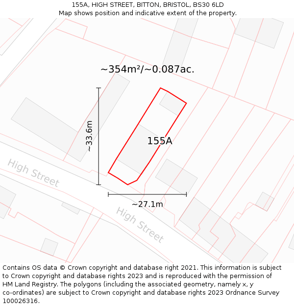 155A, HIGH STREET, BITTON, BRISTOL, BS30 6LD: Plot and title map
