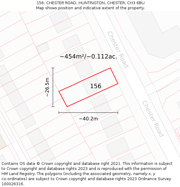 156, CHESTER ROAD, HUNTINGTON, CHESTER, CH3 6BU: Plot and title map