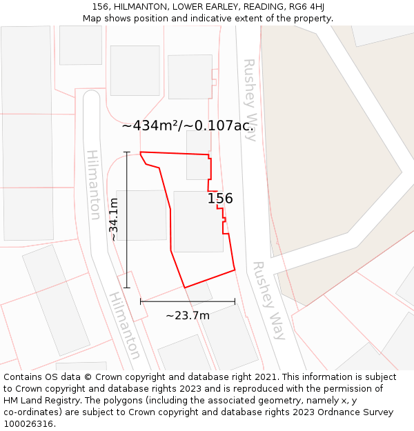 156, HILMANTON, LOWER EARLEY, READING, RG6 4HJ: Plot and title map