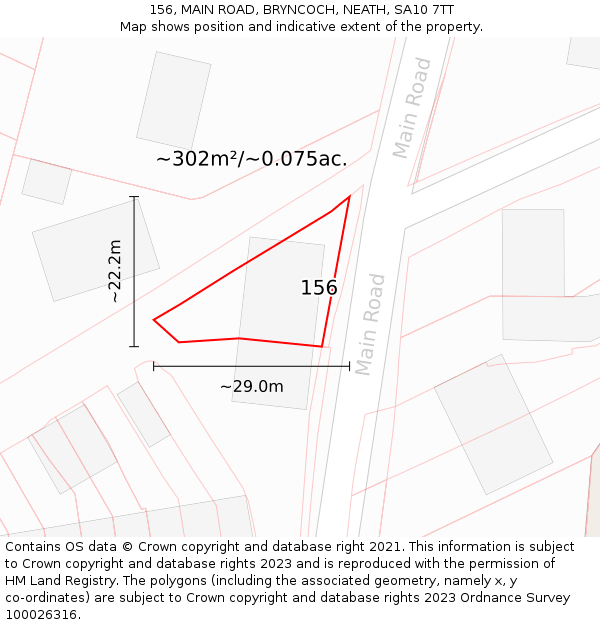 156, MAIN ROAD, BRYNCOCH, NEATH, SA10 7TT: Plot and title map