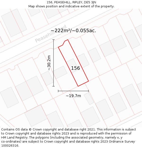 156, PEASEHILL, RIPLEY, DE5 3JN: Plot and title map