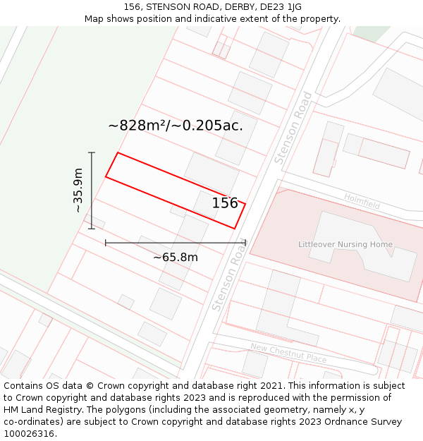 156, STENSON ROAD, DERBY, DE23 1JG: Plot and title map