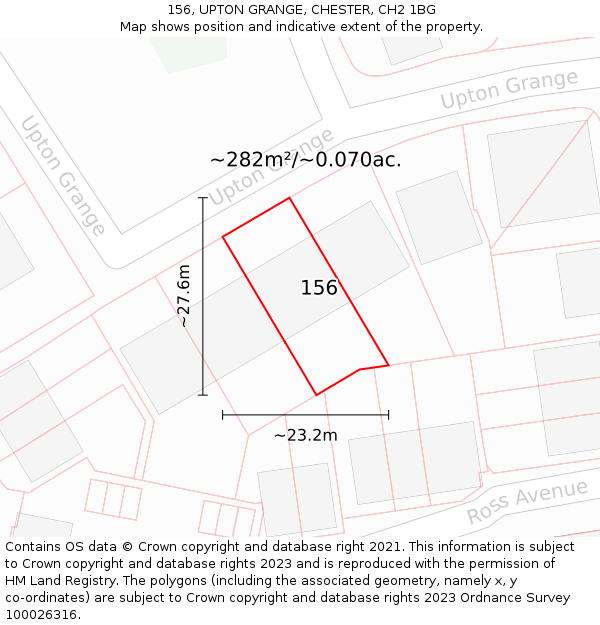 156, UPTON GRANGE, CHESTER, CH2 1BG: Plot and title map