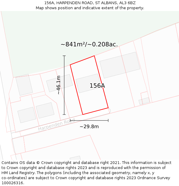 156A, HARPENDEN ROAD, ST ALBANS, AL3 6BZ: Plot and title map