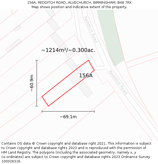 156A, REDDITCH ROAD, ALVECHURCH, BIRMINGHAM, B48 7RX: Plot and title map