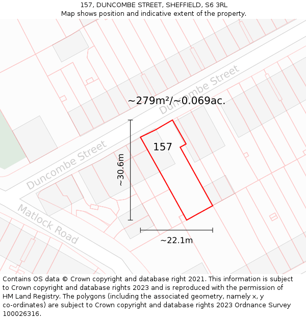 157, DUNCOMBE STREET, SHEFFIELD, S6 3RL: Plot and title map