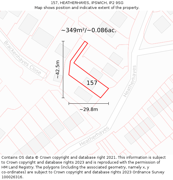 157, HEATHERHAYES, IPSWICH, IP2 9SG: Plot and title map
