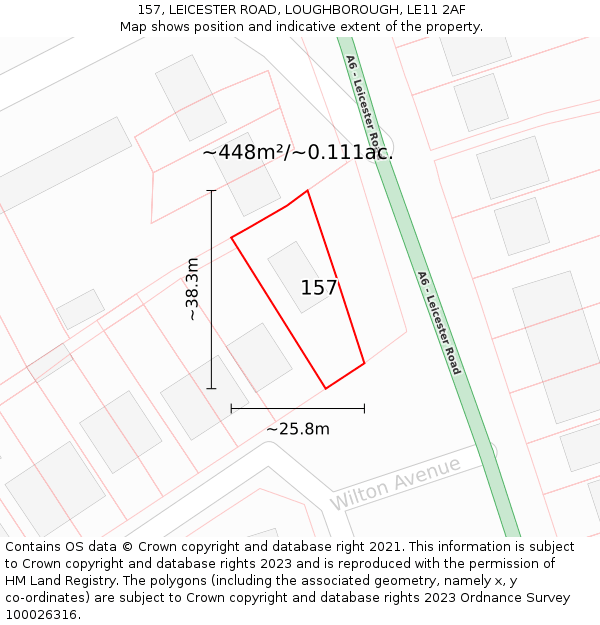 157, LEICESTER ROAD, LOUGHBOROUGH, LE11 2AF: Plot and title map