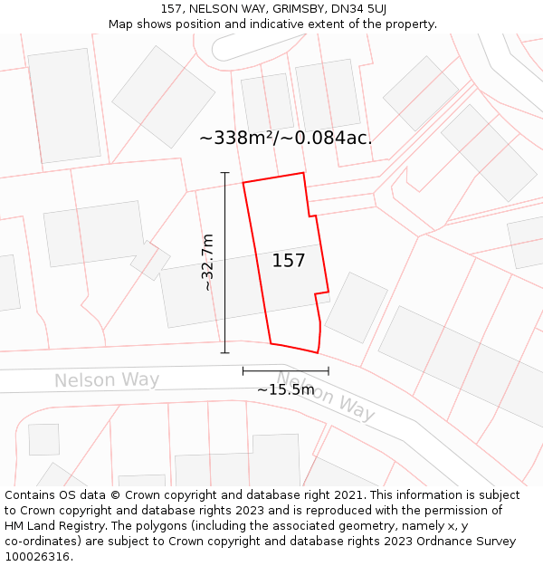 157, NELSON WAY, GRIMSBY, DN34 5UJ: Plot and title map