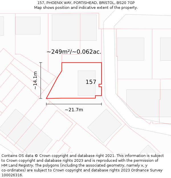 157, PHOENIX WAY, PORTISHEAD, BRISTOL, BS20 7GP: Plot and title map