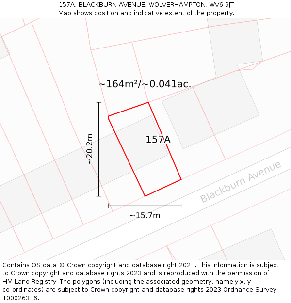 157A, BLACKBURN AVENUE, WOLVERHAMPTON, WV6 9JT: Plot and title map