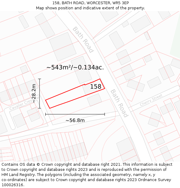 158, BATH ROAD, WORCESTER, WR5 3EP: Plot and title map