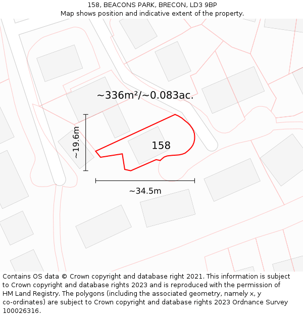 158, BEACONS PARK, BRECON, LD3 9BP: Plot and title map