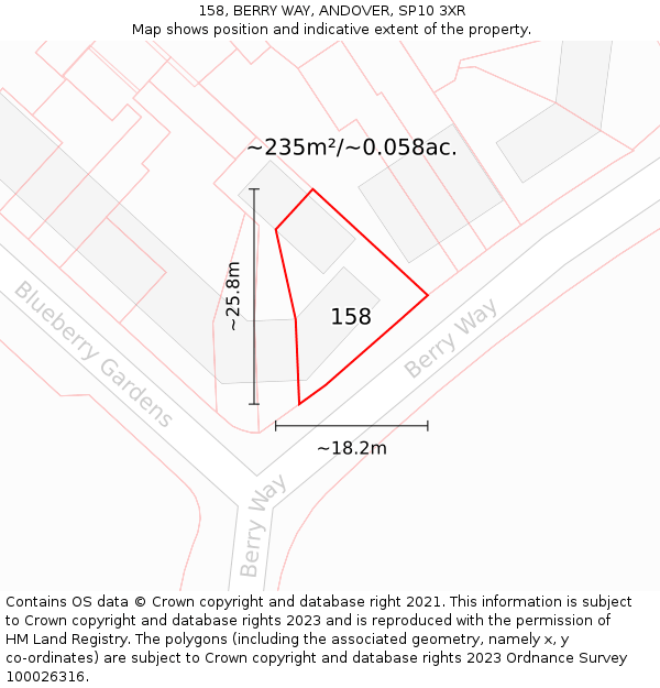 158, BERRY WAY, ANDOVER, SP10 3XR: Plot and title map