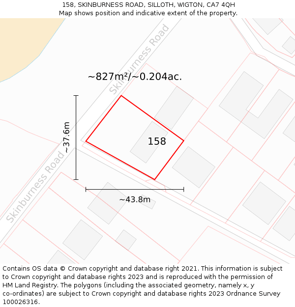 158, SKINBURNESS ROAD, SILLOTH, WIGTON, CA7 4QH: Plot and title map