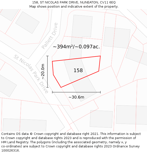 158, ST NICOLAS PARK DRIVE, NUNEATON, CV11 6EQ: Plot and title map