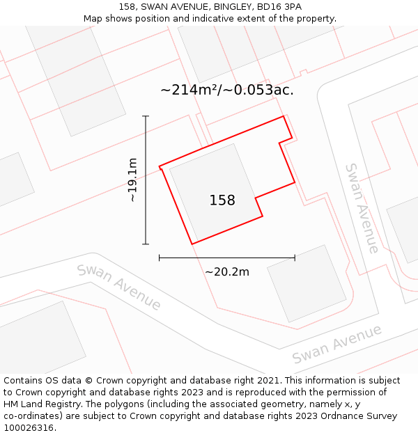 158, SWAN AVENUE, BINGLEY, BD16 3PA: Plot and title map