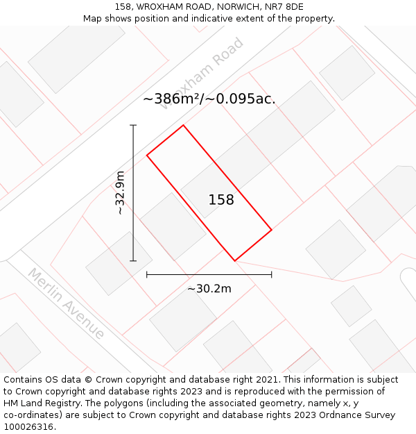 158, WROXHAM ROAD, NORWICH, NR7 8DE: Plot and title map