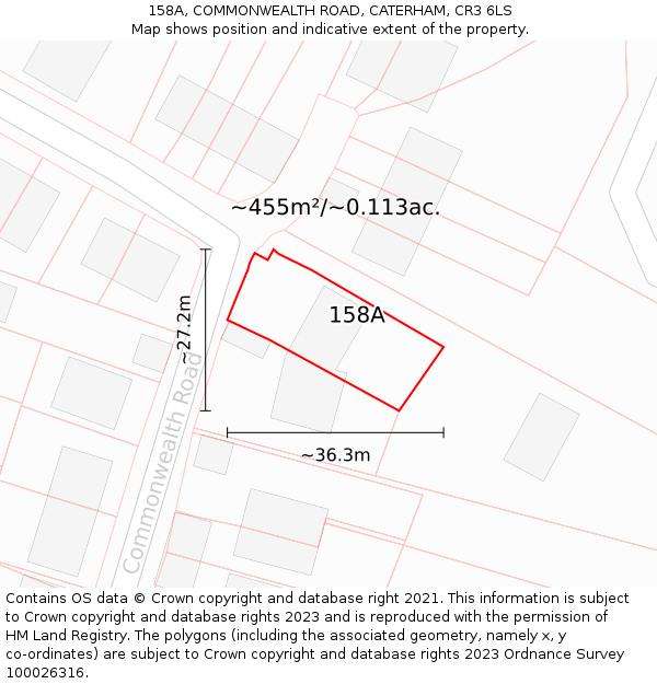 158A, COMMONWEALTH ROAD, CATERHAM, CR3 6LS: Plot and title map
