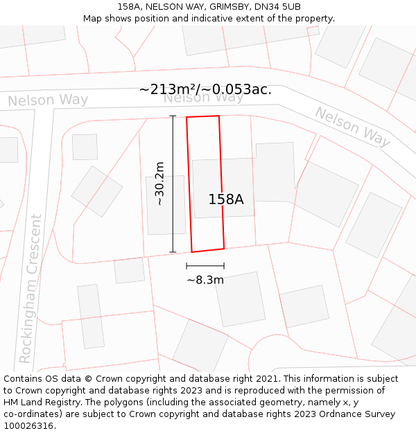 158A, NELSON WAY, GRIMSBY, DN34 5UB: Plot and title map