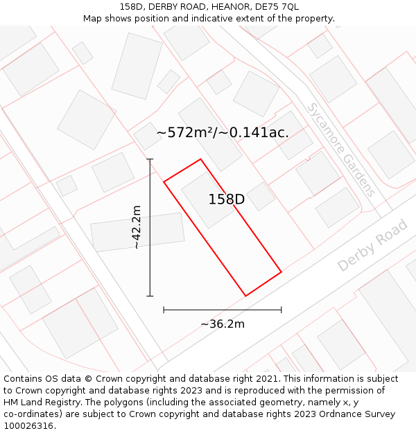 158D, DERBY ROAD, HEANOR, DE75 7QL: Plot and title map