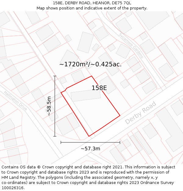 158E, DERBY ROAD, HEANOR, DE75 7QL: Plot and title map