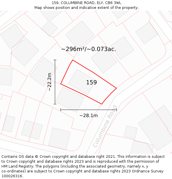 159, COLUMBINE ROAD, ELY, CB6 3WL: Plot and title map