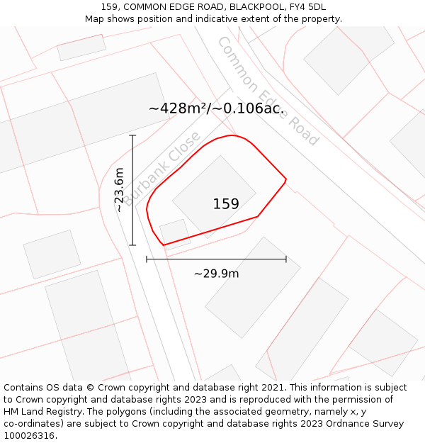159, COMMON EDGE ROAD, BLACKPOOL, FY4 5DL: Plot and title map