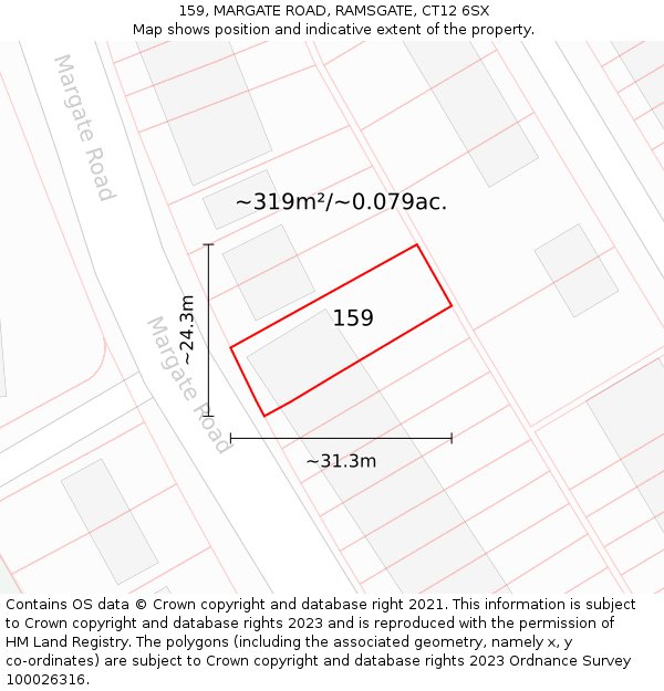 159, MARGATE ROAD, RAMSGATE, CT12 6SX: Plot and title map