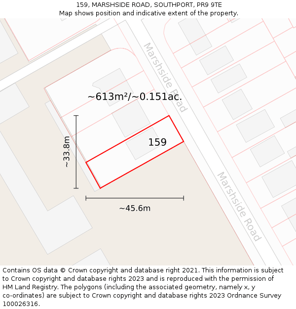 159, MARSHSIDE ROAD, SOUTHPORT, PR9 9TE: Plot and title map