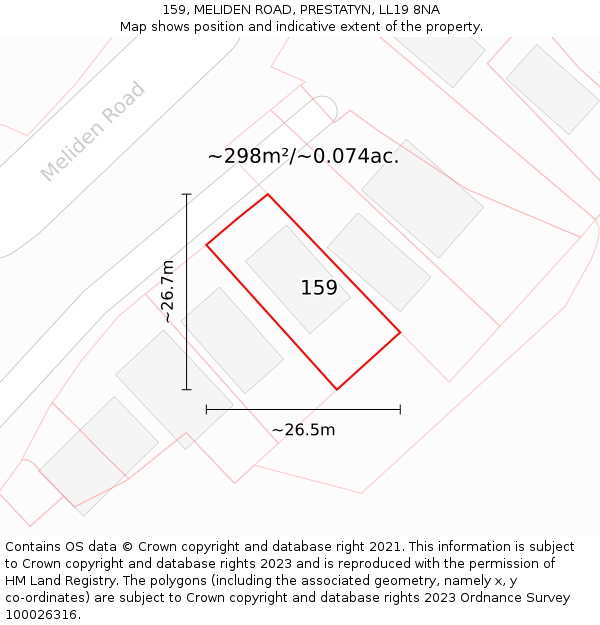 159, MELIDEN ROAD, PRESTATYN, LL19 8NA: Plot and title map