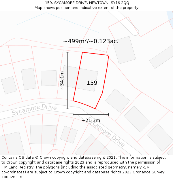 159, SYCAMORE DRIVE, NEWTOWN, SY16 2QQ: Plot and title map