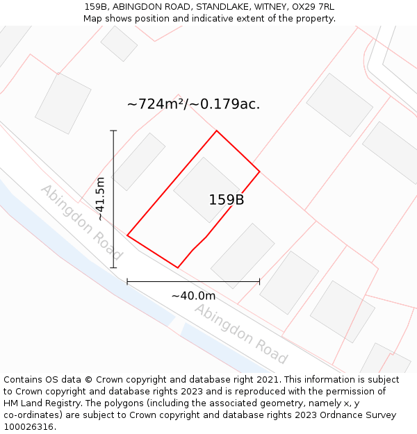 159B, ABINGDON ROAD, STANDLAKE, WITNEY, OX29 7RL: Plot and title map